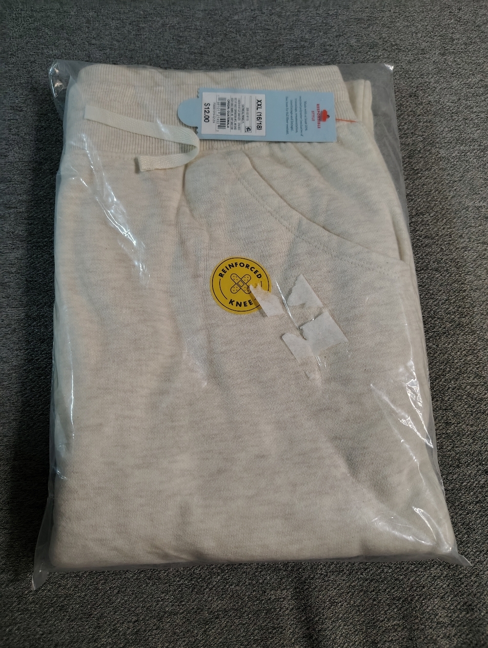 Cat & Jack Kids XXL (16-18) Cream Sweat Pants Reinforced Knee Detail